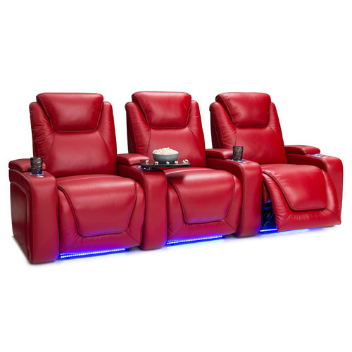 Latitude Run® Leather Power Reclining Home Theater Seating with Cup